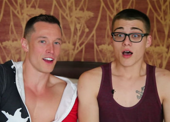 Davey Wavey and Blake Mitchell from Helix Studios get autoblown during interview
