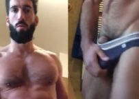 Bearded hunk shows off his meaty cock and big ass