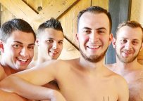 David Hardy, Chandler Scott, Gage Owens and Tyler Griffin in a bareback foursome