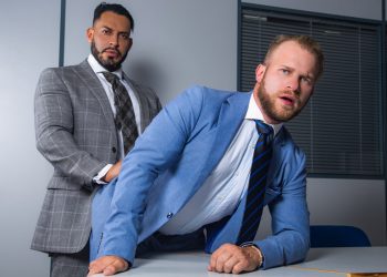 Men At Play: Malek Tobias bottoms for colleague Viktor Rom in “What’s Your Cock Size?”