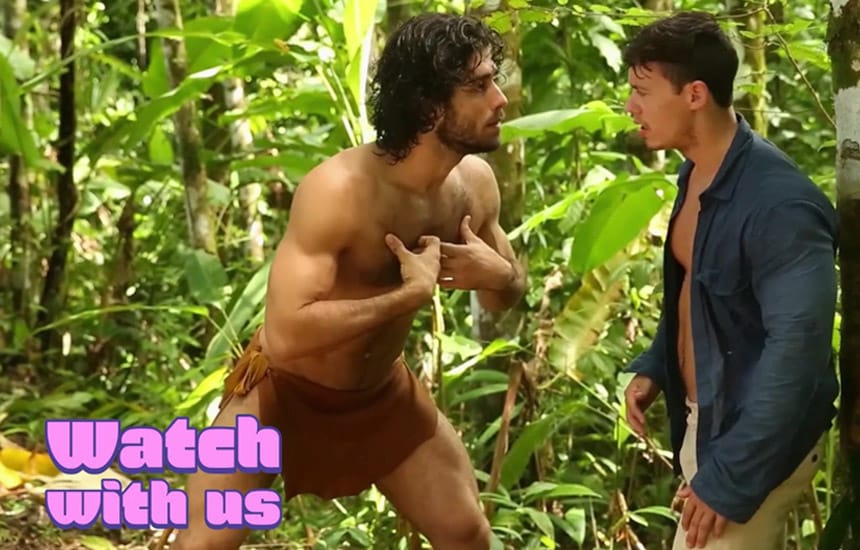 MEN: Diego Sans, Luke Adams & John Hill fuck in "Watch With Us: Tarzan"