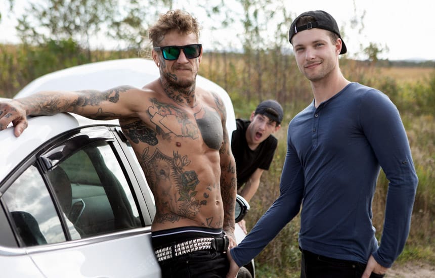 Bromo: Benjamin Blue gets fucked by Bo Sinn while his boyfriend watches in "Roadside Cuckold"