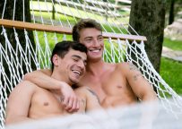 Levi Karter bottoms for Damian Black in a CockyBoys outdoor scene