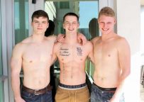 Ivan James, Quentin Gainz and Levi bareback in a hot Active Duty threesome