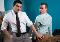 Blake Hunter bottoms for newcomer Axel Kane in “Office Offenders” from Next Door Studios