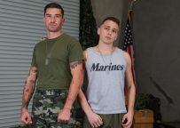 Active Duty: Newcomer Justin Lewis bottoms for inked top Chris Damned